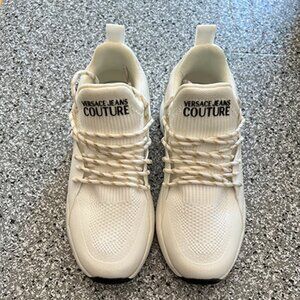 Versace Jeans Couture Women's White Low-Top Sneakers with Metallic Laces - EUC
